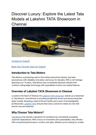 Discover Luxury_ Explore the Latest Tata Models at Lakshmi TATA Showroom in Chennai