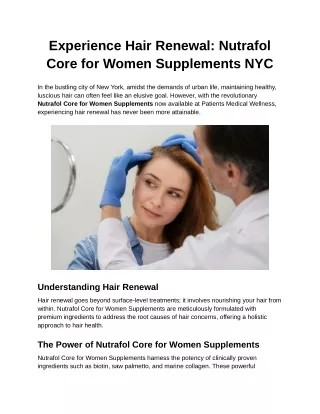 Experience Hair Renewal Nutrafol Core for Women Supplements NYC
