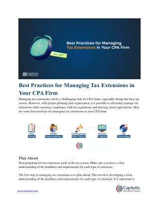 Efficient Tax Extension Management: Best Practices for CPA Firms