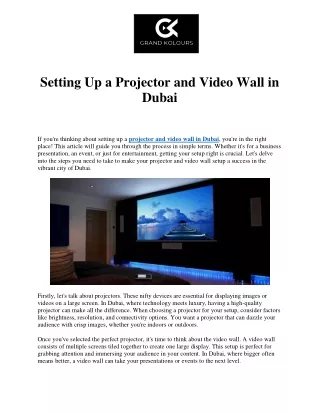 Cutting-Edge AV Solutions: Projector and Video Wall Setup Services in Dubai