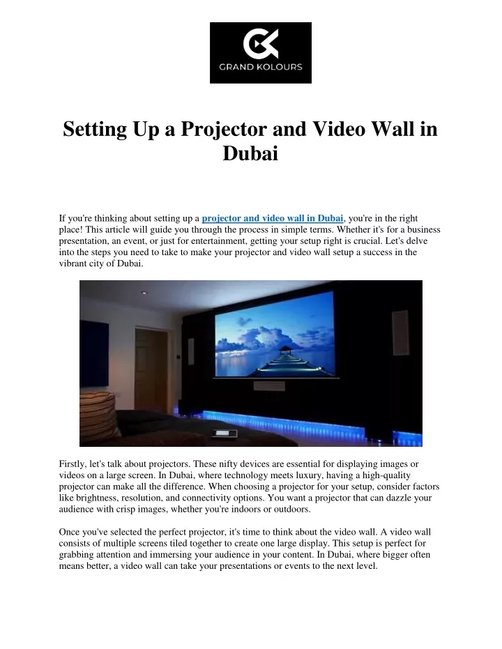 setting up a projector and video wall in dubai