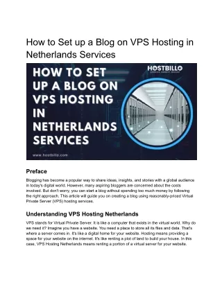 How to Set up a Blog on VPS Hosting in Netherlands Services