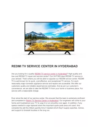 Redmi TV Service Center in Hyderabad | Redmi Smart TV Repair Near Me
