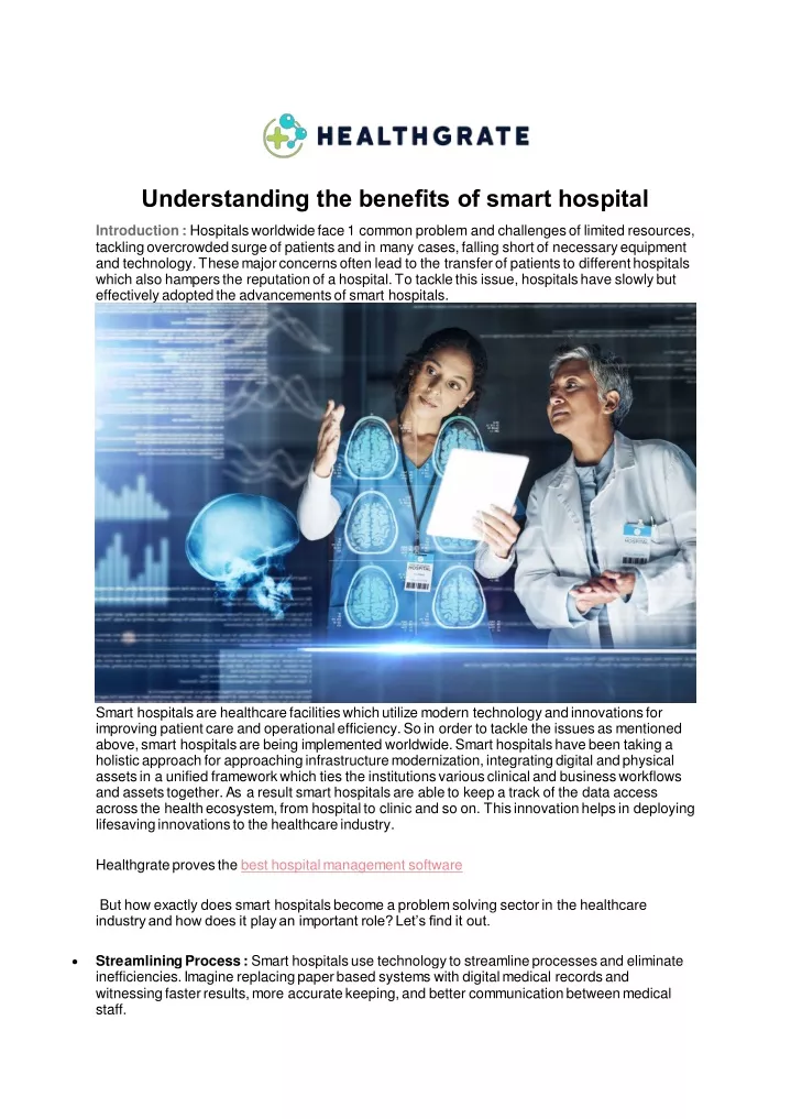 understanding the benefits of smart hospital