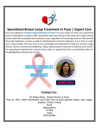 Specialized Breast Lump Treatment in Pune  Expert Care