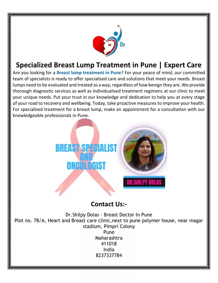 specialized breast lump treatment in pune expert