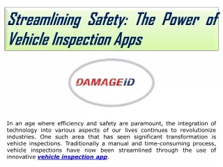 Vehicle inspection app