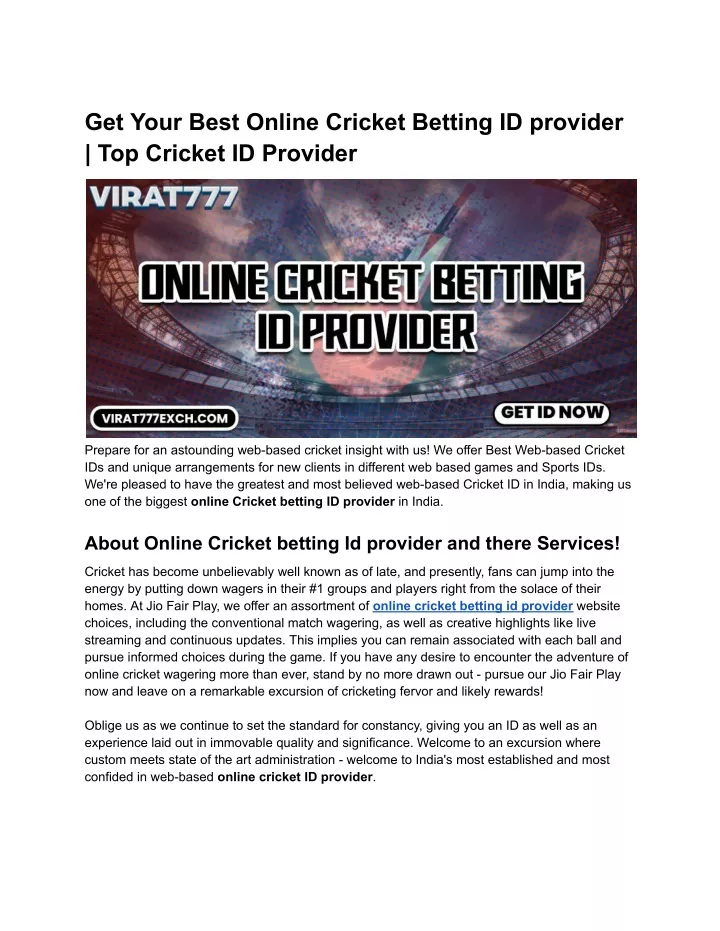 get your best online cricket betting id provider