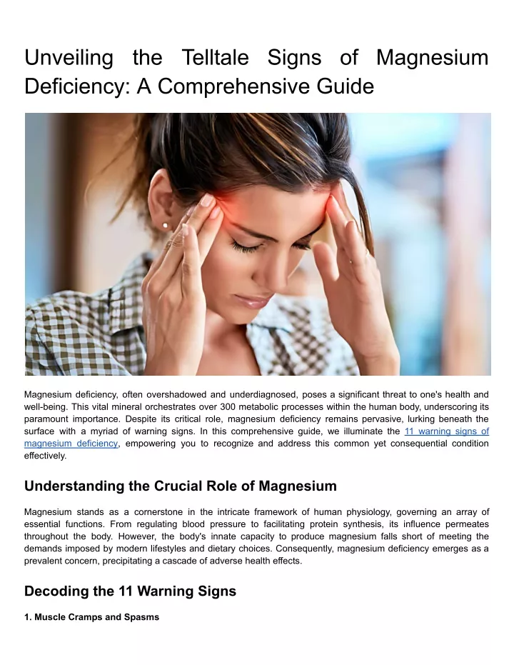 unveiling the telltale signs of magnesium