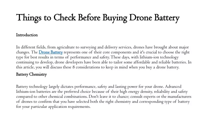 things to check before buying drone battery