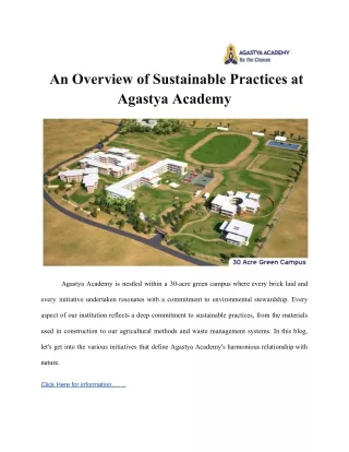 An Overview of Sustainable Practices at Agastya Academy