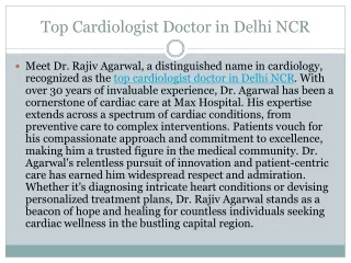 Top Cardiologist Doctor in Delhi NCR - Dr. Rajiv Agarwal