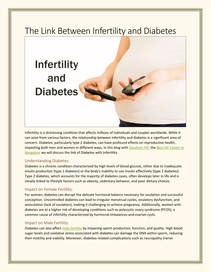 the link between infertility and diabetes