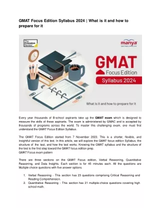 GMAT Focus Edition Syllabus 2024 | What is it and how to prepare for it