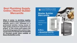 Best Plumbing Supply Online  Master Builder Mercantile