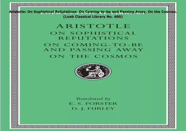 aristotle on sophistical refutations on coming