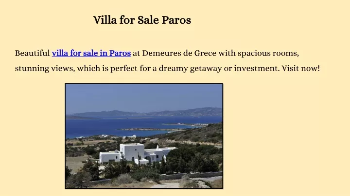 villa for sale paros