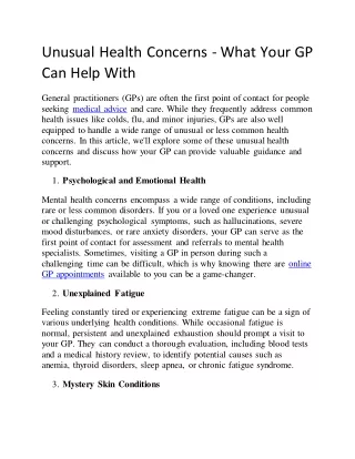unusual health concerns what your gp can help with