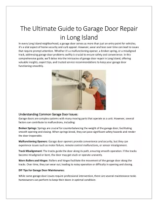 The Ultimate Guide to Garage Door Repair in Long Island