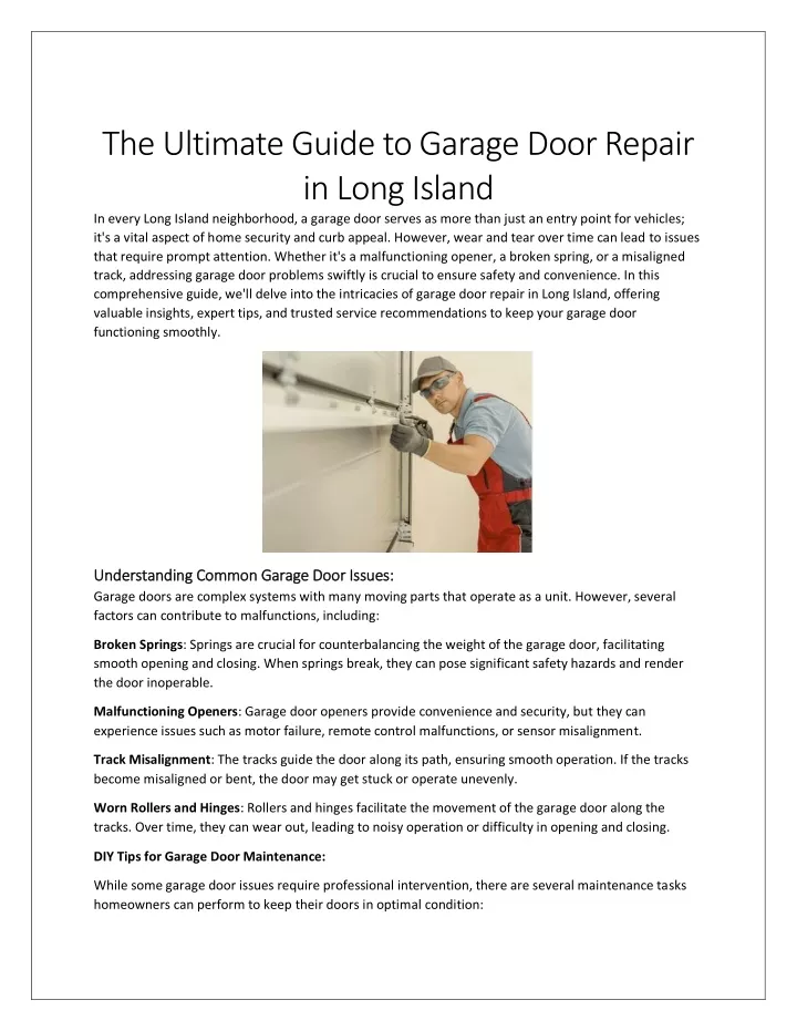 the ultimate guide to garage door repair in long