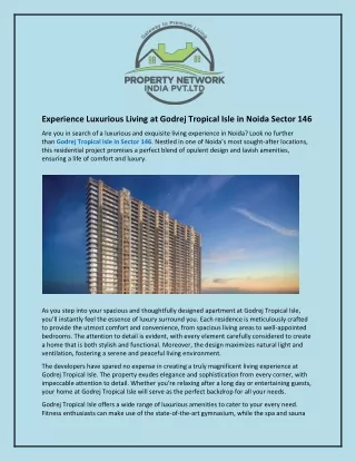 Experience Luxurious Living at Godrej Tropical Isle in Noida Sector 146
