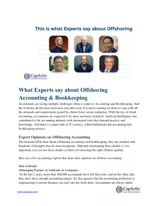 Expert Insights: The Case for Offshore Accounting & Bookkeeping