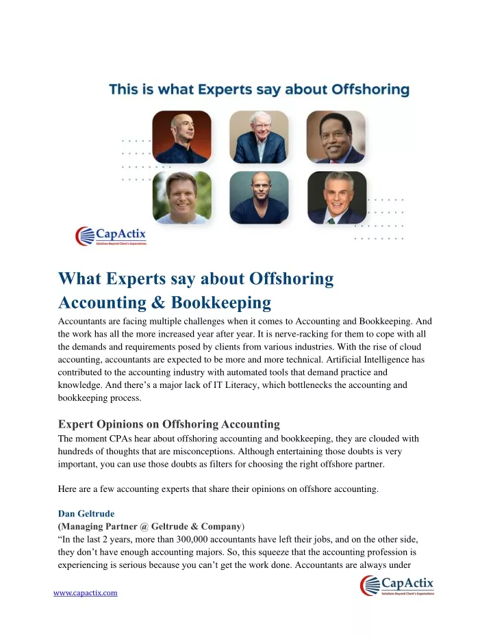 what experts say about offshoring accounting