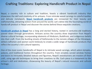 Crafting Traditions: Exploring Handicraft Product in Nepal