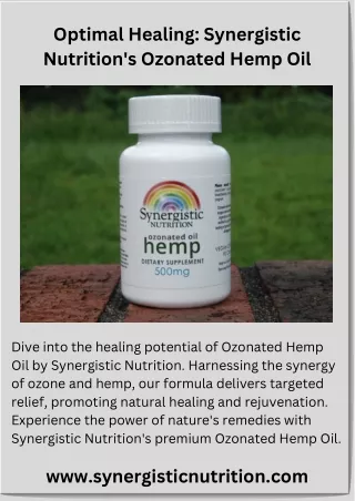 Optimal Healing Synergistic Nutrition's Ozonated Hemp Oil