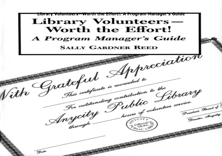 library volunteers worth the effort a program