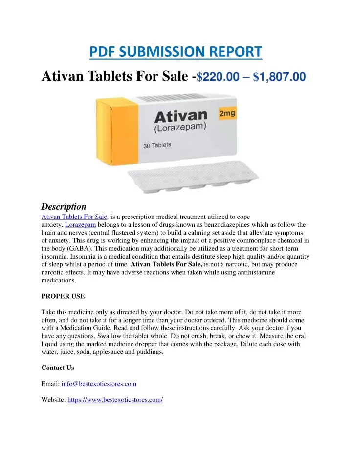 pdf submission report ativan tablets for sale