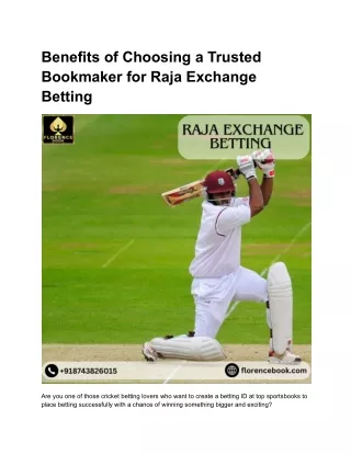 benefits of choosing a trusted bookmaker for raja