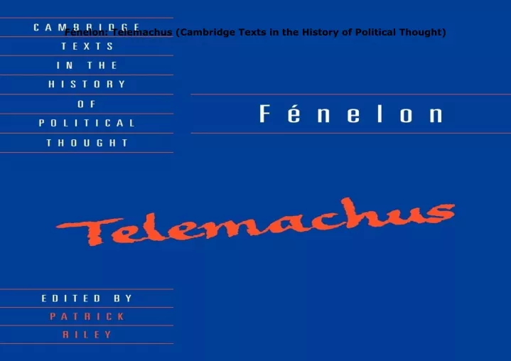 f nelon telemachus cambridge texts in the history