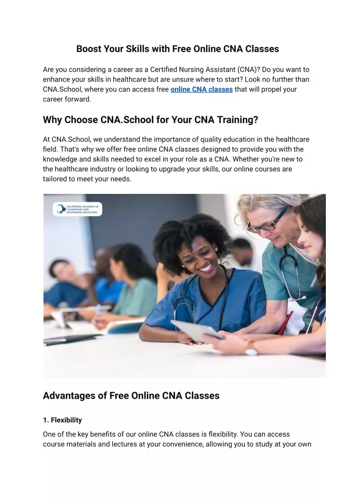 boost your skills with free online cna classes