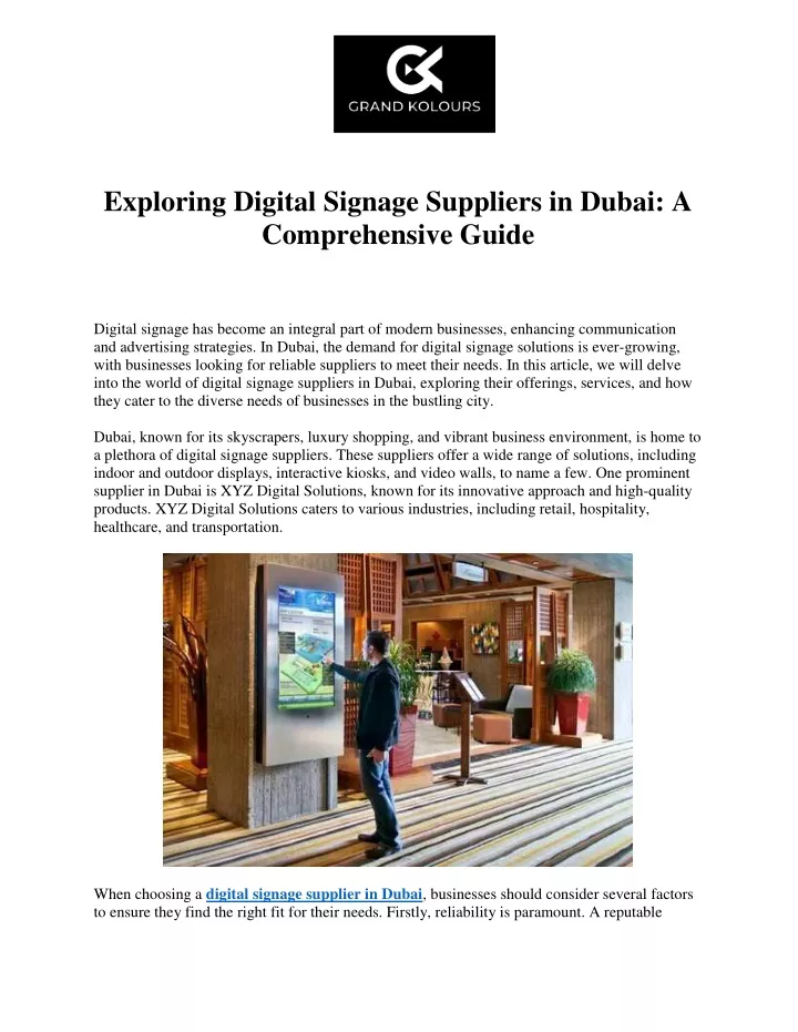 exploring digital signage suppliers in dubai