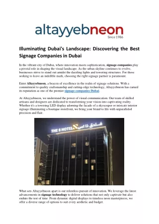 Illuminating Dubai's Landscape Discovering the Best Signage Companies in Dubai