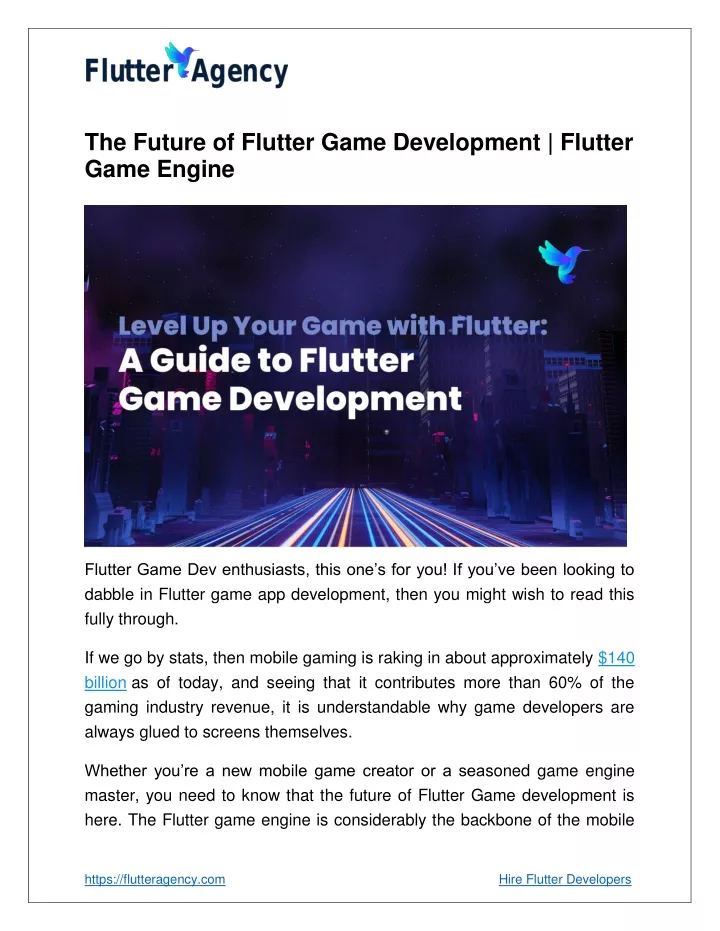 the future of flutter game development flutter