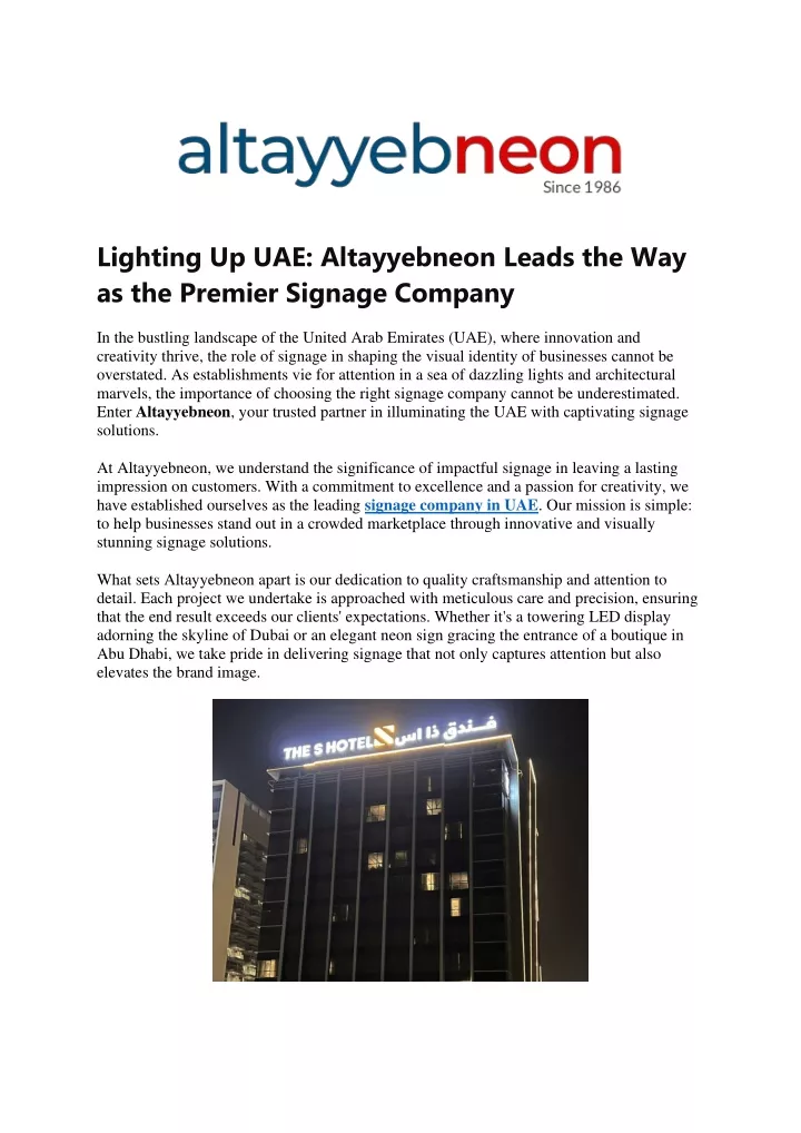 lighting up uae altayyebneon leads