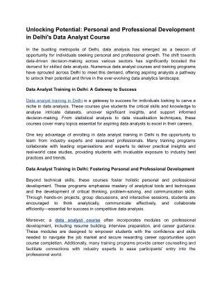 Unlocking Potential_ Personal and Professional Development in Delhi's Data Analyst Course
