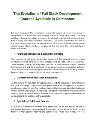 The Evolution of Full Stack Development_ Courses Available in Coimbatore