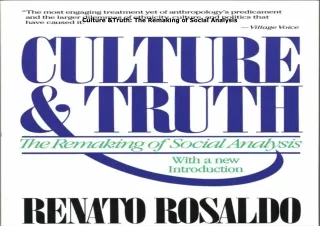 READ️⚡️[PDF]️❤️ Culture & Truth: The Remaking of Social Analysis