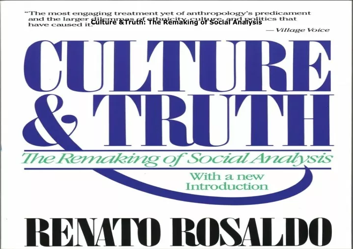 culture truth the remaking of social analysis