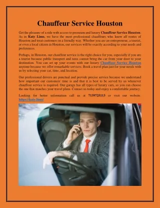 Chauffeur Service Houston