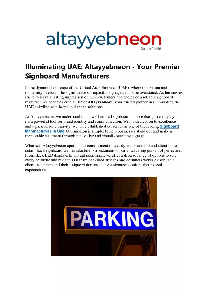 illuminating uae altayyebneon your premier