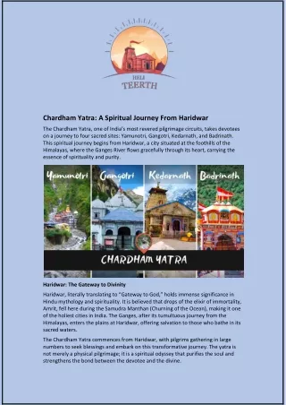Chardham Yatra: A Spiritual Journey From Haridwar