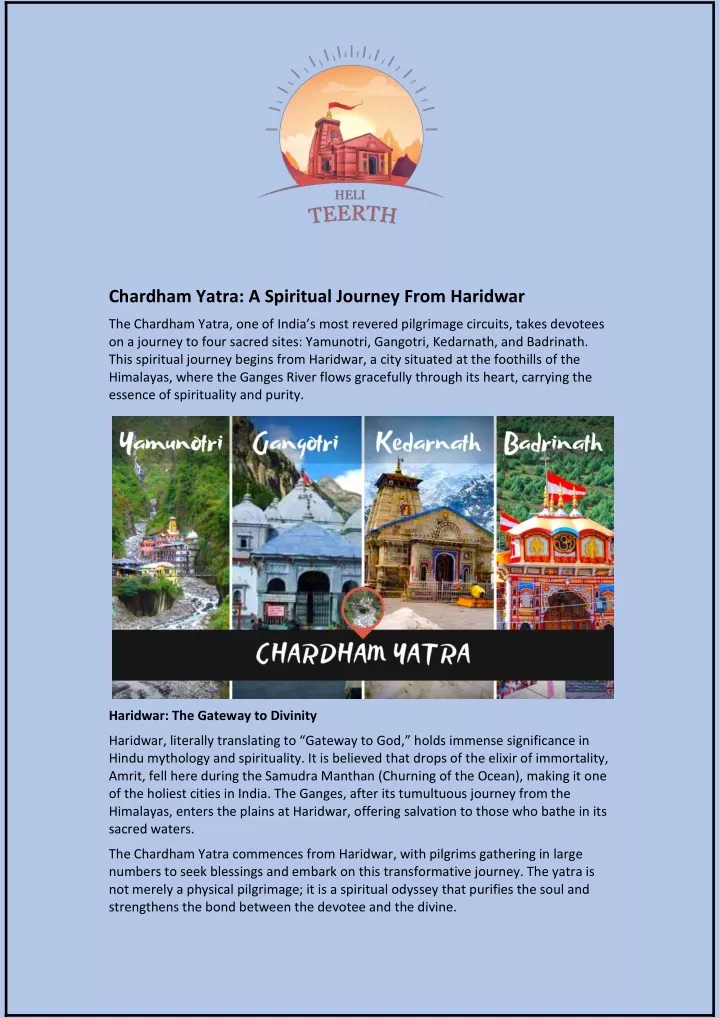 chardham yatra a spiritual journey from haridwar