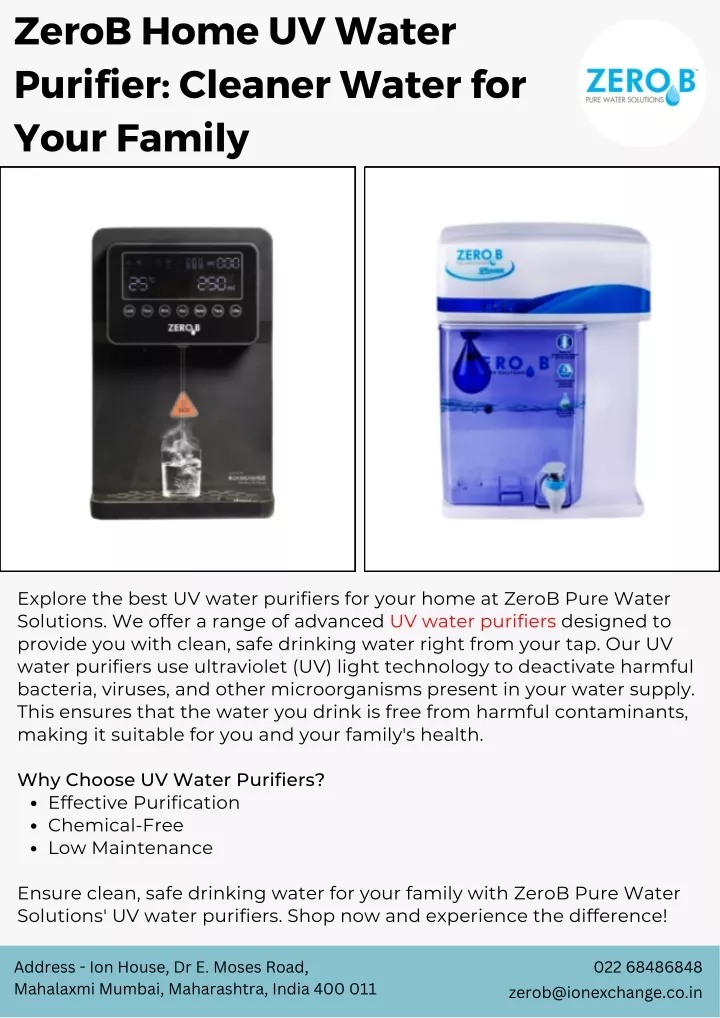 zerob home uv water purifier cleaner water