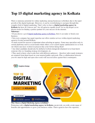 Top 15 digital marketing agency in Kolkata