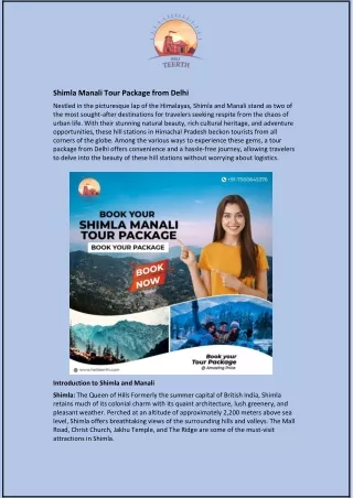 Shimla Manali Tour Package from Delhi