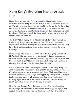 hong kong s evolution into an artistic hub